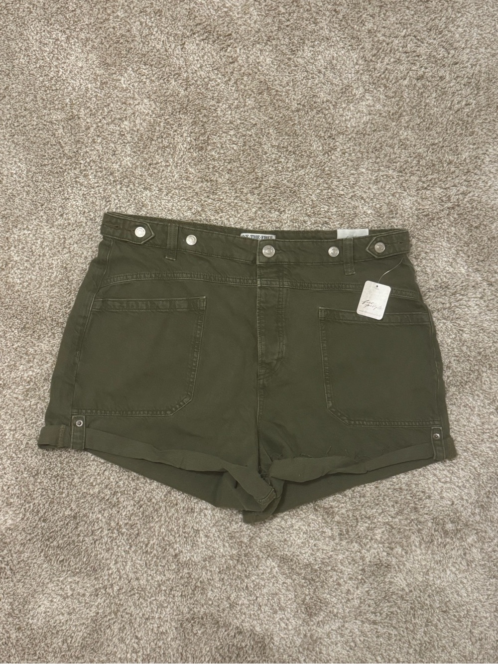 Free People Army Green Palmer Shorts